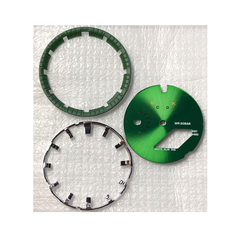 green dial ring+silver marks