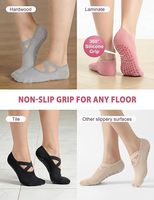 Chaussettes de yoga antidérapantes pour femmes avec logo personnalisé, style Mary Jane, pour Pilates, barre et danse, prêtes à être expédiées