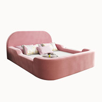 Lit pour enfant style château de princesse, lit au sol sécurisé pour tout-petits avec barrières de sécurité pour filles