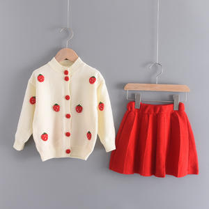 Conjunto de Dos Piezas de Suéter y Falda de Punto con Estampado de Frutas para Niñas, Estilo Coreano, Otoño - Product Image 4