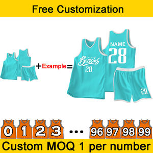 Set Jersey basket pria dan anak-anak, Set seragam basket motif LOGO kustom & angka, Jersey cepat kering, nyaman, untuk pria, anak-anak - Product Image 3