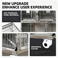 Cage d'élevage pour chiens et chats en acier inoxydable à 4 portes - Design moderne de luxe, pieds antidérapants, motif solide, écologique et grand espace intérieur