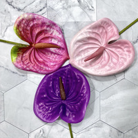 Tanaman Anthurium Hijau Merah 3D Print Grosir, Bunga Artificial Real Touch untuk Dekorasi Rumah, Pernikahan, Hari Valentine, dan Natal