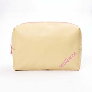 BSCI Stylish PU Leather <b>Vanity</b> Makeup <b>Bag</b> Yellow Custom Logo For Gift Giving And Daily Use Storage Org - Product Image 6