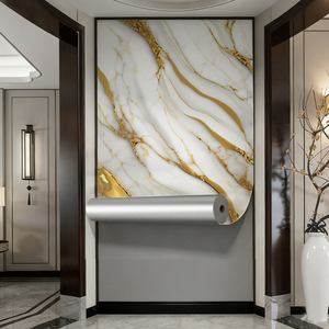 Autocollants muraux Décoration intérieure Rouleau mural en marbre Mousse autocollante personnalisable Isolation phonique Papier peint amovible - Product Image 1