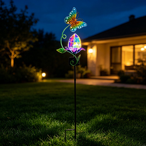 Luz Solar de Jardín con Forma de Mariposa Iridiscente, Luz de Camino Prismática Impermeable, Iluminación de Paisaje Artística de Metal, Venta al por Mayor - Product Image 3