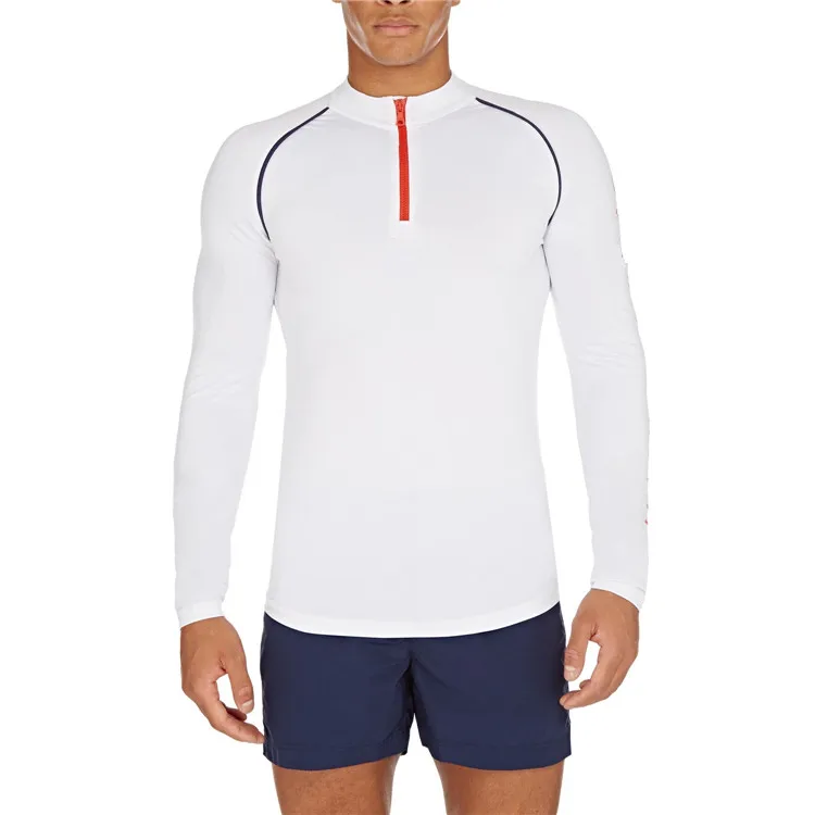 High Quality Performance Sunproof Fabric Long Sleeve Half Zip Rash Guard for Men
