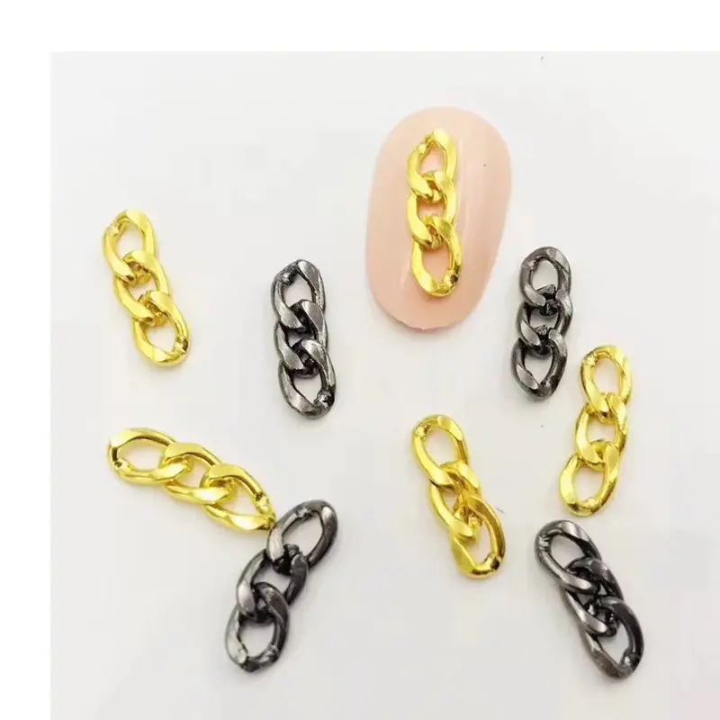 RTS Adiyat Japanese Style Thick Metal Nail Chain Art Decoration Accessories Metal Colorful Nail Chains For Nail Art