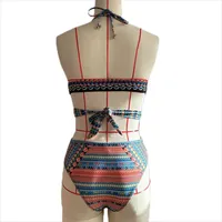 Maillot de bain bohème 3 pièces, bikini taille haute avec paréo de plage, maillot de bain de plage à séchage rapide pour femme