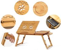 Table de lit pliable contemporaine en bambou Jumon, table de petit-déjeuner, support pour ordinateur portable réglable en hauteur, utilisation au bureau, couleur naturelle