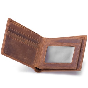 New Arrival Genuine Cow Crazy Horse Leather <b>Card</b> <b>Holder</b> <b>Wallet</b> Short RFID Feature - Product Image 2