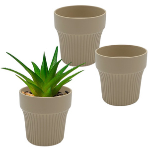 Vasi per Piante Grasse 7x6,5 Cm Rotondi Beige in Resina Resistente ai Raggi UV per Interni - Product Image 1