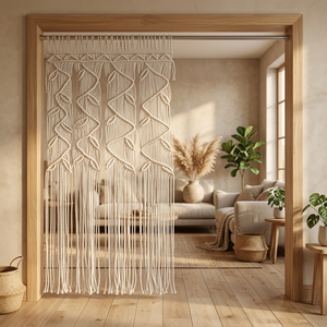 Décoration murale bohème en macramé vintage et écologique avec pompons pour salon, cadeau de pendaison de crémaillère - Product Image 6