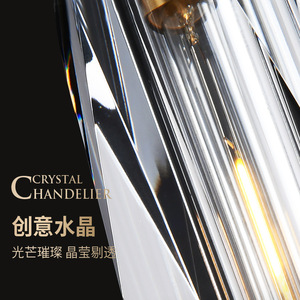 Modern Minimalist All-Copper Pendant <b>Light</b> Luxury Crystal Bedroom Bedside Lamp Creative Hanging Wire <b>Chandelier</b> Pendant <b>Lights</b> - Product Image 6