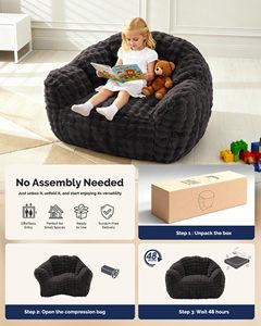 Cómodo Sillón Puff Gigante, Sillón Puff Esponjoso con Reposabrazos, Sillón Puff de Espuma Viscoelástica para Adultos, Dormitorio, Sala de Estar - Product Image 4