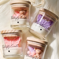 Velas Aromáticas de Cera de Soja con Diseño de Oso y Mariposa, Hechas a Mano, para Decoración del Hogar, Regalos Aromáticos