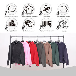 Sudadera con Capucha de Felpa de 400GSM, Estilo Vintage Lavado, Corte Amplio y Recto, Holgada e Informal para Hombre - Product Image 5