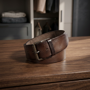 BS INTERNATIONAL Natural Crafts <b>Cow</b> Hide Pin Buckle Steel Men's Formal Durable Lightweight High Strength Premium Quality Belts - Product Image 1
