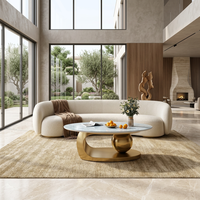Table basse en marbre de luxe avec base dorée moderne pour le salon