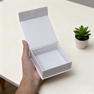Custom White gift box square laminated waterproof paper universal <b>storage</b> box flip cover magnetic packaging box - Product Image 3