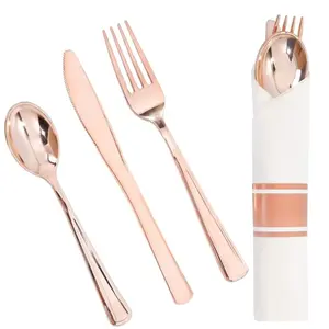 Customized Color Party Dinnerware Set Luxury Pre-rolled Cutlery Set Facncy Party Tableware Combo