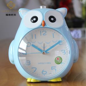 Lindo búho de dibujos animados doble música despertador para niños y estudiantes mesita de noche silencioso segundo barrido luz nocturna reloj despertador - Product Image 2