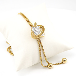 Zogxin Apple Pendant Necklace 18K Gold Plated Rhinestone Chain Long Jewelry For Women Party Fashion - Product Image 4