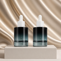 Flacon compte-gouttes en verre cosmétique, boîte carrée personnalisée, capacité 30ml 50ml, flacon compte-gouttes à épaule plate pour sérums et huiles, vide pour remplissage de crèmes