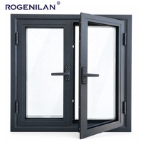 Fenêtre à battant en aluminium insonorisée de style américain Rogenilan, double vitrage Low-e, pour l'extérieur des maisons