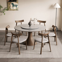 Massivholz Rock Board Esstisch rund mit Plattenspieler Esstisch moderner einfacher italienischer High-End Eschenholz runder Tisch