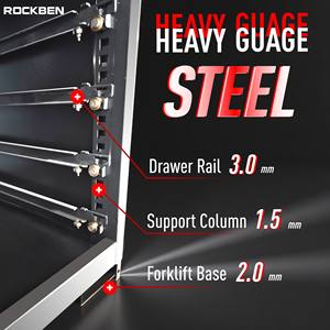 ROCKBEN Conjunto De Ferramentas Gabinete Garagem Equipamento Armazenamento Sistema De Metal Combinação Mecânico Oficina Ferramenta Caixa Gaveta Heavy Duty Trolley - Product Image 3