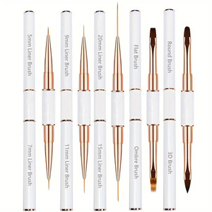 Meilleur <span class=keywords><strong>kit</strong></span> de pinceaux pour vernis à ongles en gel avec manche en métal Brosse à baiser sur les ongles en gel près de chez moi Doublure ovale plate en forme de cheveux Virole sertie - Product Image 5