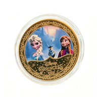 2026 Blonde Braid Girl Medallion Five Ice Crown Princess Designs Iron Plated Gold Acrylic Case