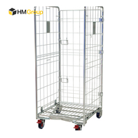 Un chariot emboîtable pliable de cage de rouleau de transport de cargaison d'entrepôt latéral du cadre 3 en métal