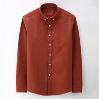 Kemeja Oxford Lengan Panjang Pria 100% Katun Kerah Kancing Bawah Kemeja Kasual Formal untuk Pria