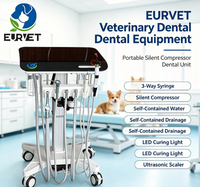 Appareil dentaire mobile EUR VET avec système de drainage d'eau intégré, commande au pied, lampe de photopolymérisation LED et détartreur ultrasonique pour soins buccaux animaux