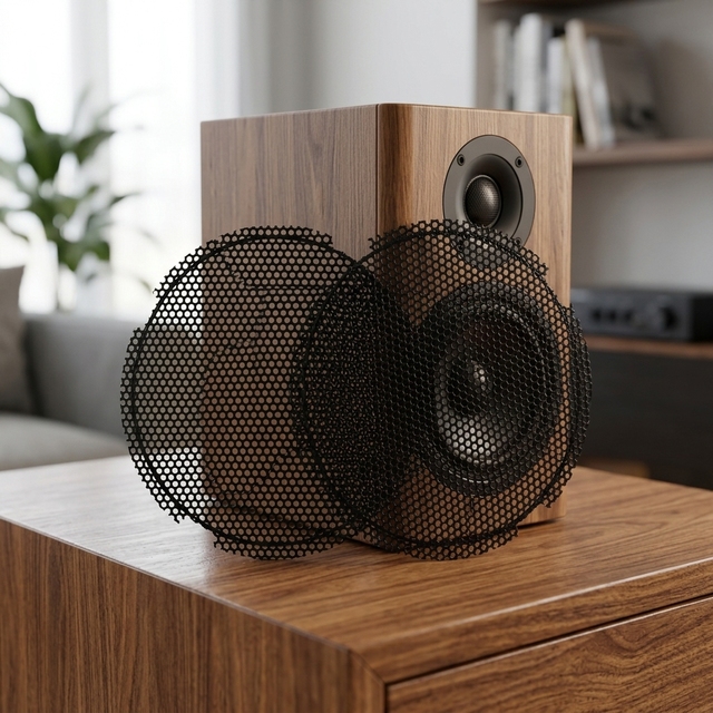 Aluminum Replacement Front Perforated Mesh Speaker Grills in Black