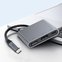 Recci Rh05 Aluminium 3 in 1 Type C Docking Station Hub Kabel Konverter USB-C ke Type C USB 3.0 4K untuk Laptop PC Komputer