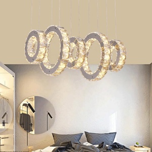 Tùy chỉnh Đương Đại đa vòng pha lê thép không gỉ đèn chùm chuyển đổi có thể thay đổi 3 màu sắc Nhà căn hộ khách sạn biệt thự Lustre - Product Image 3