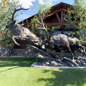 Patung Rusa Dua Ekor Ukuran Asli dari Kuningan Perunggu untuk Dekorasi Taman Luar Ruangan - Product Image 6