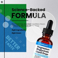 Complément de magnésium pour le sommeil et la santé musculaire et cardiaque, calme et relaxation, soutien neurologique, gouttes liquides de bisglycinate de magnésium