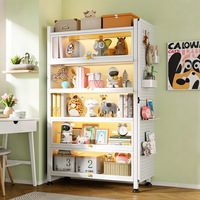 Armoire de rangement en acier à porte rabattable, anti-poussière, avec porte transparente, extensible, pour l'organisation de la maison, du bureau, du salon, de l'hôpital, de l'école