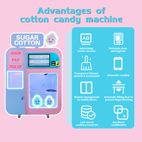 Machine distributrice de barbe à papa entièrement automatique, sans personnel, à écran tactile de 21,5 pouces, multi-saveurs sélectionnables, best-seller