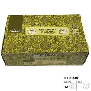 Bastoncini d'Incenso Tulasi Nag Champa e Gelsomino 15g, Confezione Doppia da 12 Pacchetti - Product Image 3