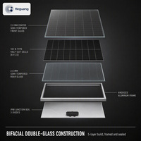 Module solaire monocristallin à double vitrage Topcon à demi-cellules de type N à haute efficacité pour toiture industrielle 5400Pa