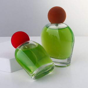 Botella de Perfume de Vidrio de Lujo al por Mayor, 50ml 100ml, Base Gruesa Redonda Plana, <span class=keywords><strong>con</strong></span> Tapón de Flocado Colorido, para Envasado de Aromaterapia - Product Image 2