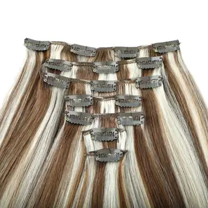 Wholesale Seamless Clip In Hair Pieces Remy Clip Hair Extensions Thick End Human hair extensions clip in