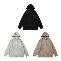 Automne hiver nouveau respirant à manches longues Cardigan pull à capuche coréen frais Simple velours tricoté unisexe fermeture à glissière
