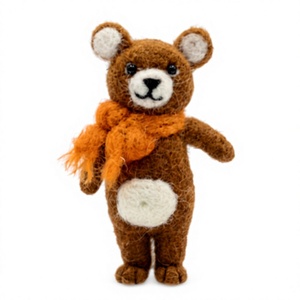 Oso de Peluche Tejido a Mano del Himalaya, Ecológico, con Bufanda Roja, Pequeño, Decoración Navideña, Estilo de Dibujos Animados, para Colgar en la Pared - Product Image 2