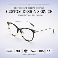 Monture de lunettes de luxe en corne de buffle naturelle, fabriquée à la main, en titane, pour femmes, anti-lumière bleue.